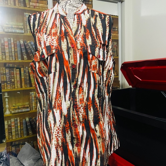 NY Collection Multicolor Striped Sleeveless Blouse - Picture 1 of 3